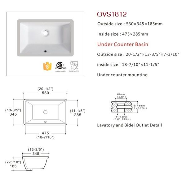 Buy Soft Closing Seat Undermount Bathroom Basin Lavatory Vanity Sink at wholesale prices