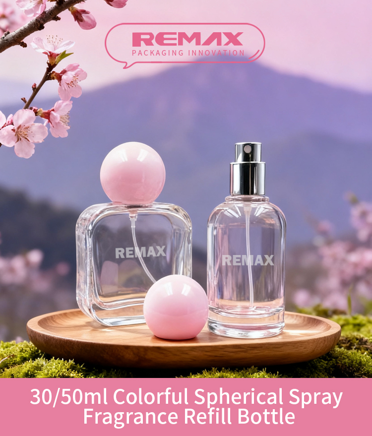 50ml Clear Glass Perfume Bottle with Round Cap and Screw Neck Refillable Design