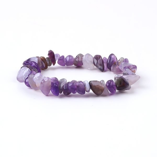 Buy Handmade Chips Gravel Stone Bracelet Irregular Amethyst Healing Energy Jewelry at wholesale prices