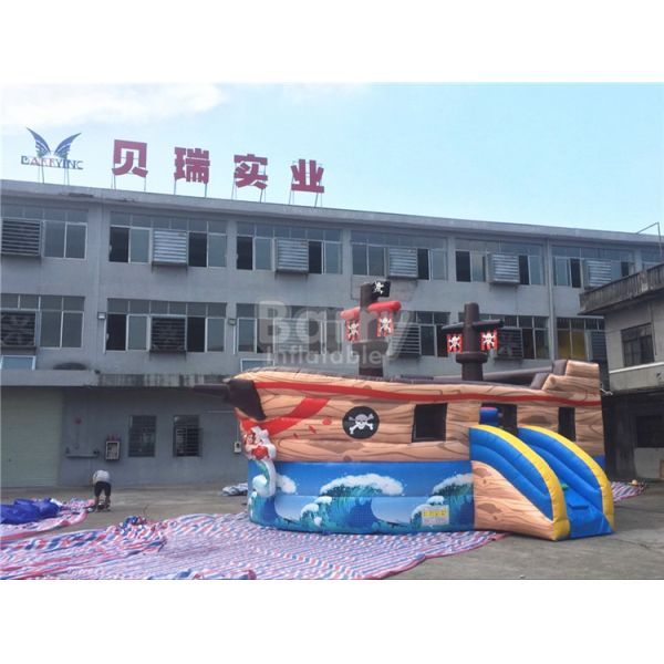 Commercial Kids Blow Up Inflatable Pirate Ship Combo With Lead Free Material
