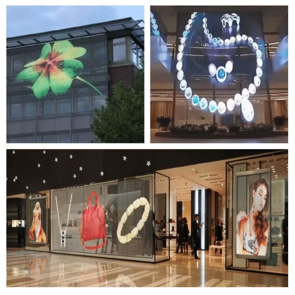 High Brightness P4 - 8mm LED Mesh Screen Outdoor Film Type Self Adhesive