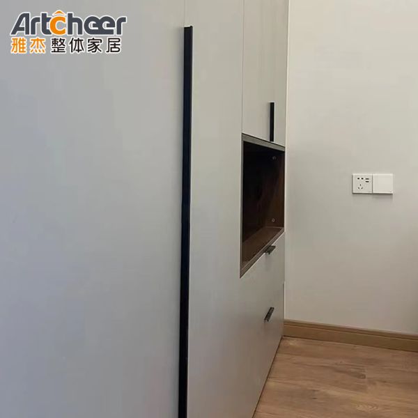 Villa Modern Sliding Alimirah Wooden Glass Combination Wardrobe Clothes Organizer