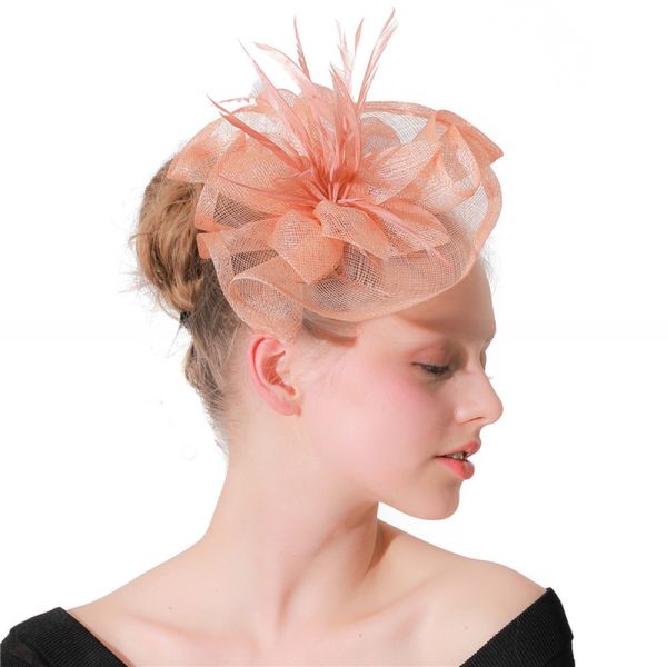 Party Decoration Sinamay Feather Fascinator in Dyed Chicken Feather Pattern