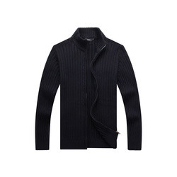 Buy 100% cotton Autumn Winter Zipper Sweater Mens Black Cardigan Sweater at wholesale prices