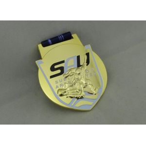 Marathon Ribbon Medals Die Casting With Soft Enamel , 3D Gold Plating
