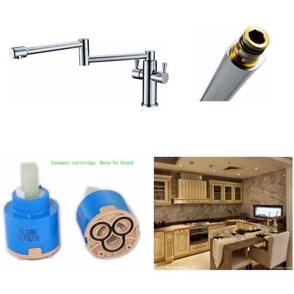 Water Saving Ceramic Kitchen foldable Faucet with Rotated Water Pipe