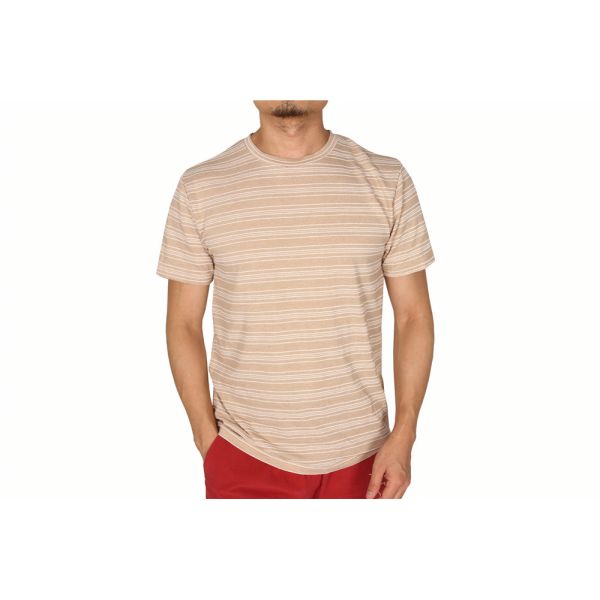 Stockpapa Pink Khaki Mens Striped Tee S M L XL