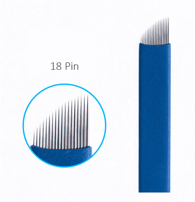 Medical Grade Stainless Steel 18 Pins Blue Microblading Needle for Eyebrow Permanent Makeup