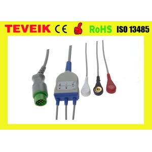 Bruker One Piece 3 Leads ECG Cable Snap AHA With One Year Warranty