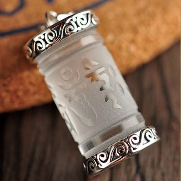 Women's and Men's 925 Sterling Silver Chain with Clear Cubic Zirconia Buddhism Amulet Necklace(N6030802C)