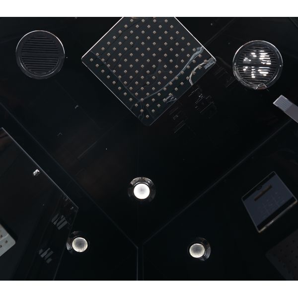 Square Bathroom Shower Cabins Grey Acrylic ABS Tray Black aluminium