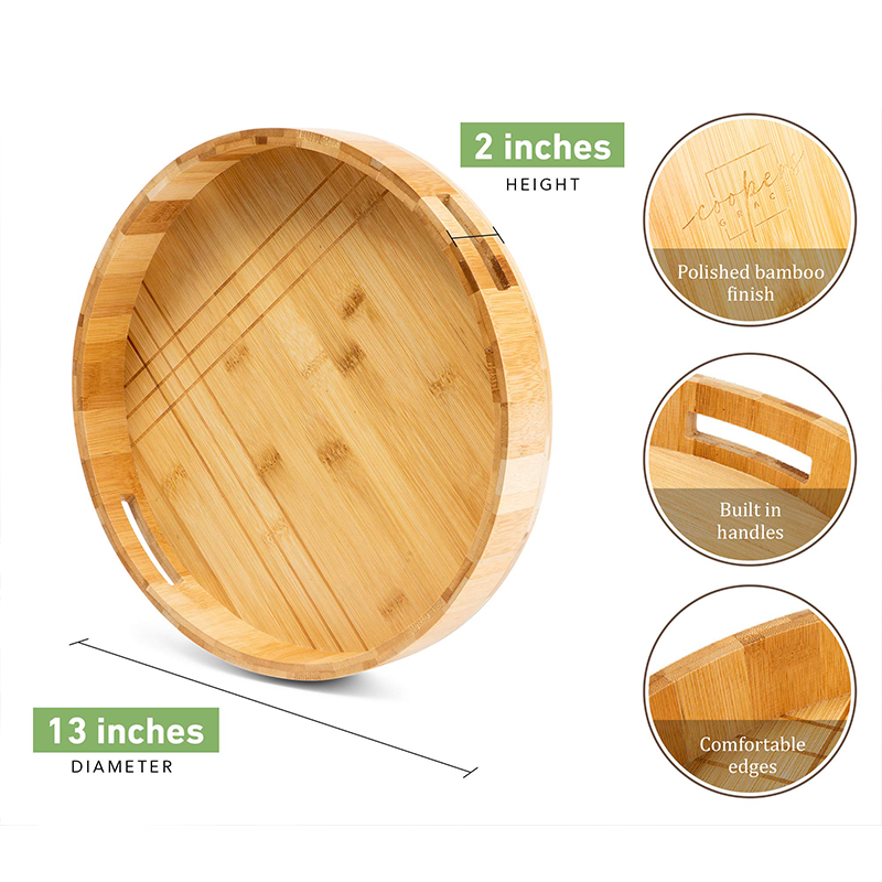 Customized Round Bamboo Circular Tray Serving For Kitchen Living Room Decoration