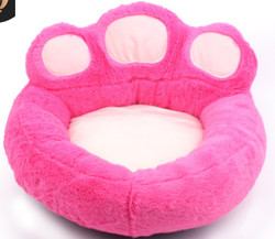 Plush Warm Soft Plush Bear Paw Shape Pink Grey Coffee Pet Bed Cushion Sofa