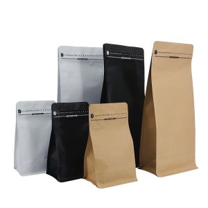 Custom Logo Stand Up Coffee Bags Kraft Resealable Pouches