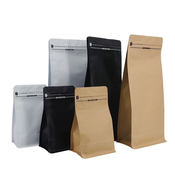 Buy Custom Logo Stand Up Coffee Bags Kraft Resealable Pouches at wholesale prices