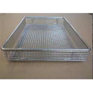 Rectangular Sterilized Stainless Steel Mesh Basket Smooth Surface With Handles
