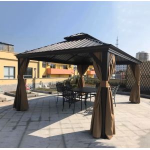 Aluminum Gazebo With Galvanized Steel Double Roof Outdoor Hardtop Gazebo