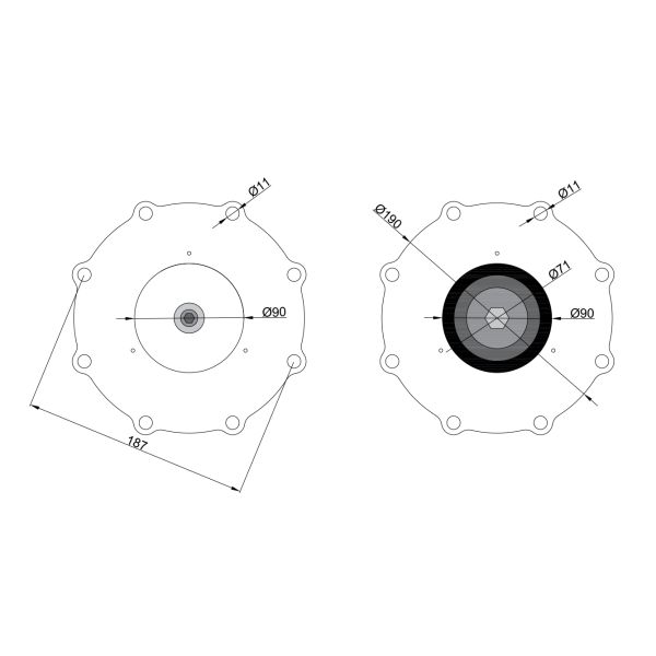 Dimension of C113928 ASCO Type Diaphragm: