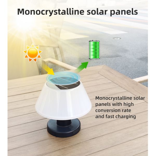 Rechargeable Powered Solar Table Lamp Light Outdoor Patio 4100K IP55