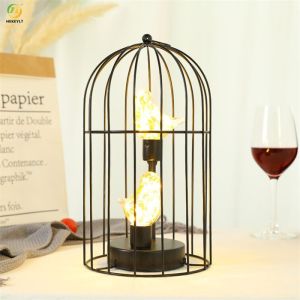 5 Watt Metal Bedside Table Lamp With Bird Bulb Hanging