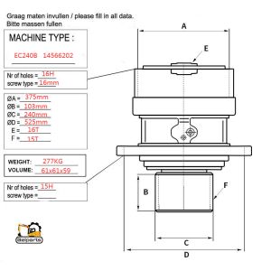 Hydraulic Excavator EC240B 14566202 Swing Reduction Gearbox For
