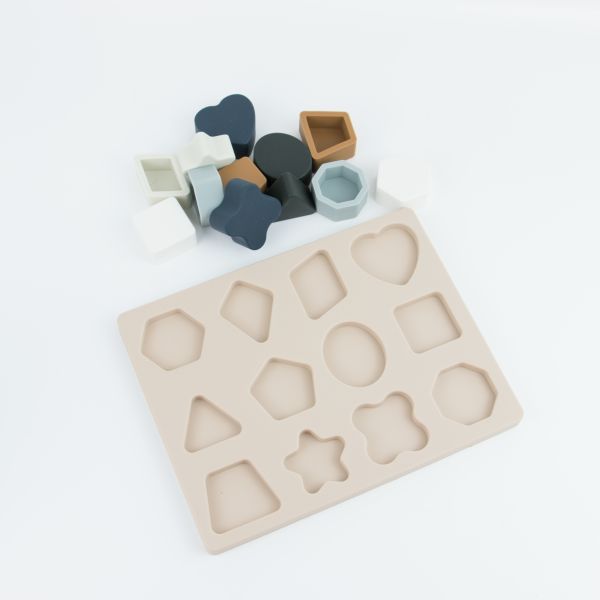 Geometric Shape Silicone Puzzle BPA Free Eco Friendly For Kids Education