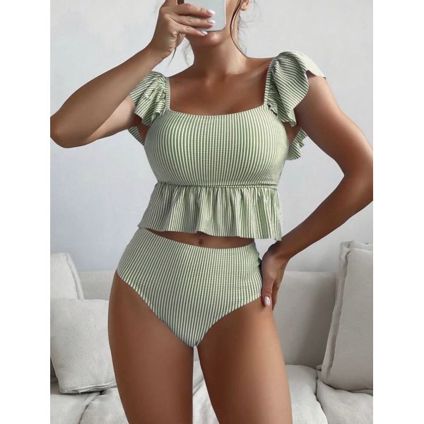 Ruffles Embellished Swimming Suits Bikini - Perfect For Vacation Sexy Swimwear