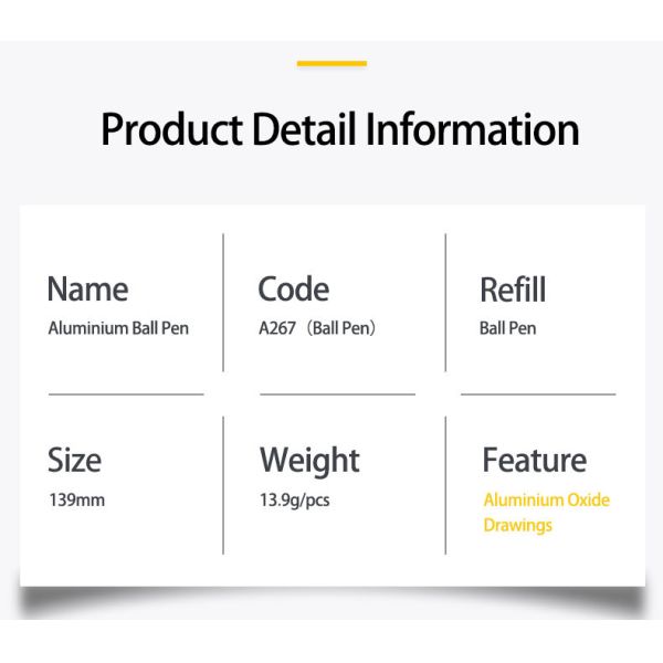 Classic Design Aluminum Ball Pen Smooth Ink Flow Ballpoint Pen Office School Stationery