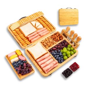 Foldable Sustainable Bamboo Charcuterie Board Knife Set for Entertaining