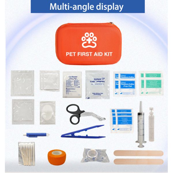 Bestreat Compact Veterinary Instrument First Aid Kit Vet-Approved for Home Car Outdoor Travel for Treating Dogs Cats