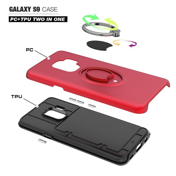 Car Magnet Magnetic Ring Hybrid Shell Smartphone Protective Case Silver / Black / Red Color