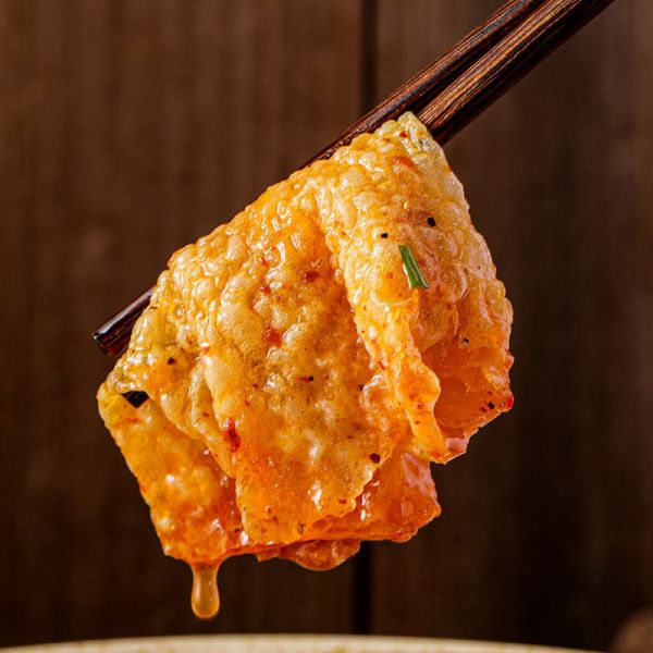 Fried bean curd skin product close-up