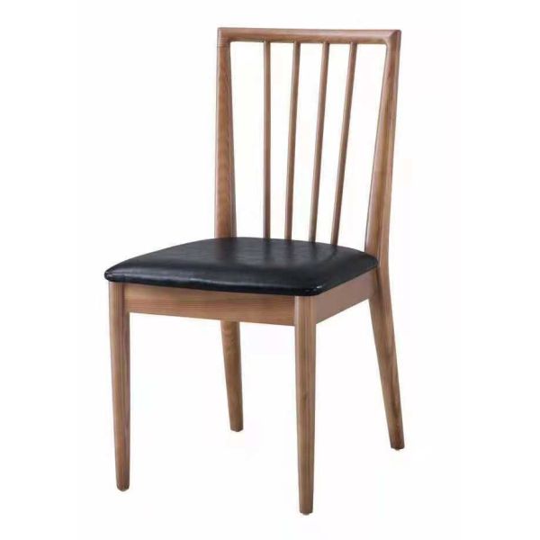 Buy Stackable Cafeteria Antique Oak Dining Chairs With Leather Seat at wholesale prices