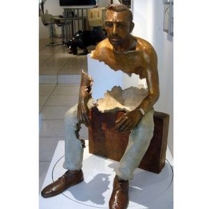 Quality Interior Landscape Design Bronze Statue Sitting Man Sculpture Long Life Time for sale
