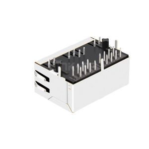 LPJE102BDNL Tab Down Yellow/Green LED 1X2 Port RJ45 Modular Jack without