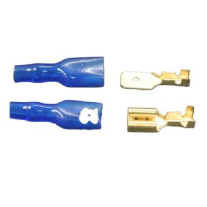 Crimp Male And Female Spade Connectors 6.3mm With Red Blue Insulating Sleeves