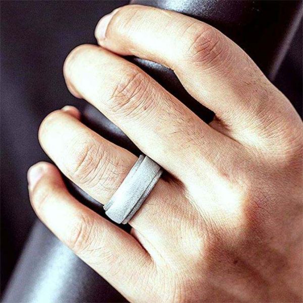 Silicone Wedding Ring for Men 4 Packs Singles Step Edge Sleek Design Metallic Black and Camo