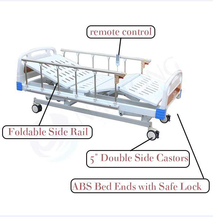 Electric Patient Bed With 3 Functions By Remote Control