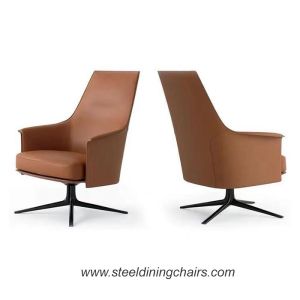 Ss Office Black Real Leather Swivel Base 74cm 97cm Single Seater Couch