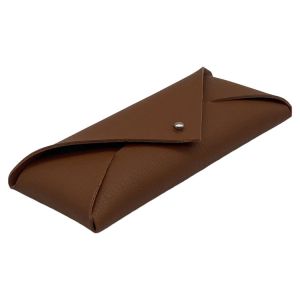Foldable Fancy Polyurethane Brown Leather Glasses Case Soft Pouch For Men'S