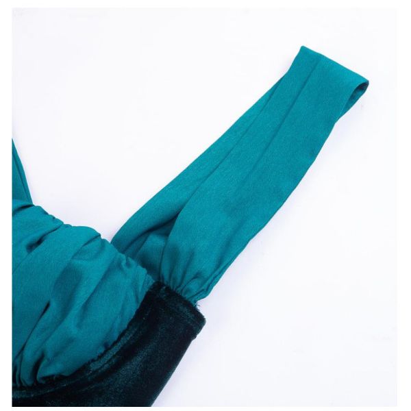 Velvet Stitching Sexy Women Dresses Pleated One Shoulder Bodycon Midi Dress