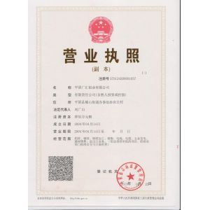 Pingyin Guanghui Aluminum Industry Co., Ltd Certifications