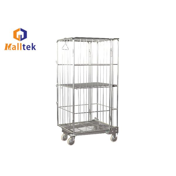 Buy Silver Folding Storage Rolling Galvanised Logistics Trolley Cart at wholesale prices