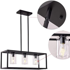 American rectangular wrought iron chandelier dining room kitchen bar glass