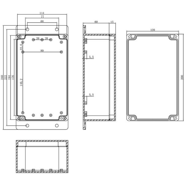 Electronic IP65 200*120*75mm Wall Mount Plastic Enclosure