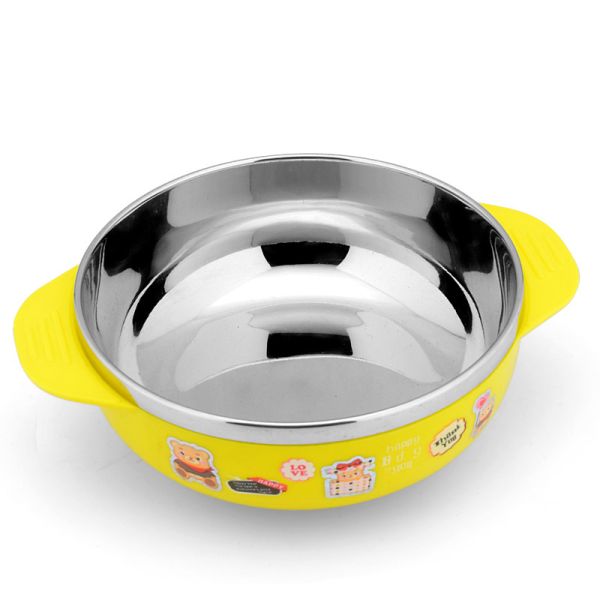 2016 new style stainless steel 201 and PP yellow color kitchenware for children