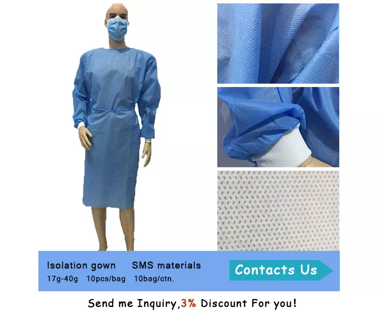 Medical Level 3 Waterproof SMS Surgical Gowns Aami Level 4 Sterile Reinforced