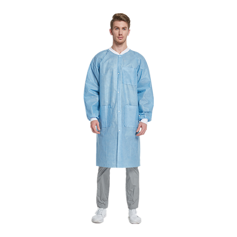 Nonwoven disposable Laboratory coat 3-layer SMS Full Length Lab Coat