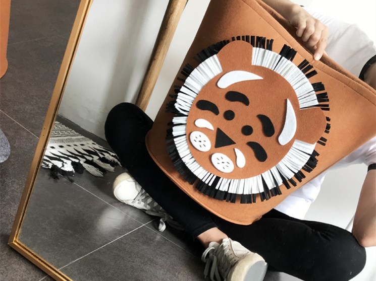 Washable Lion Pattern Felt Storage Boxes Easy Using With EN71 Certification