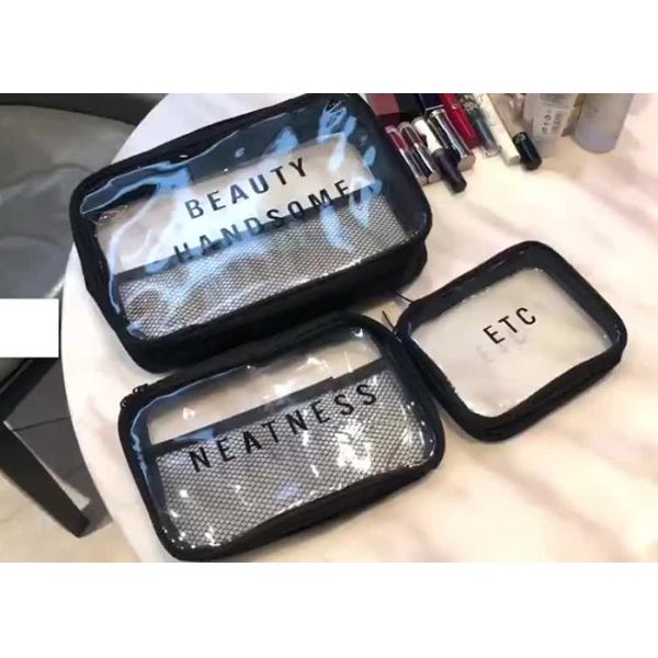 Buy 3 Pieces 28x19x5CM Transparent Pvc Bag Custom Printing OEM / ODM Service at wholesale prices